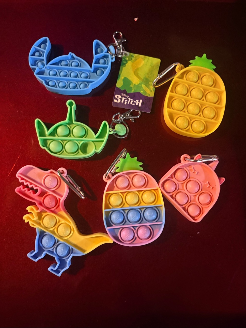 Lot of 6 Pop It Bubble Fidget Toy Keychains ✨